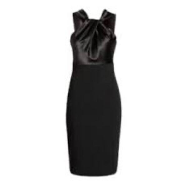 NWT Eliza J Satin Twist Sheath Dress Black Size 18 - Picture 1 of 7